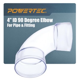 POWERTEC 70368V 4 Inch ID 90 Degree Elbow for 4 Inch OD Dust Collection Pipes, Adapters and Fittings (Clear), 1 pack