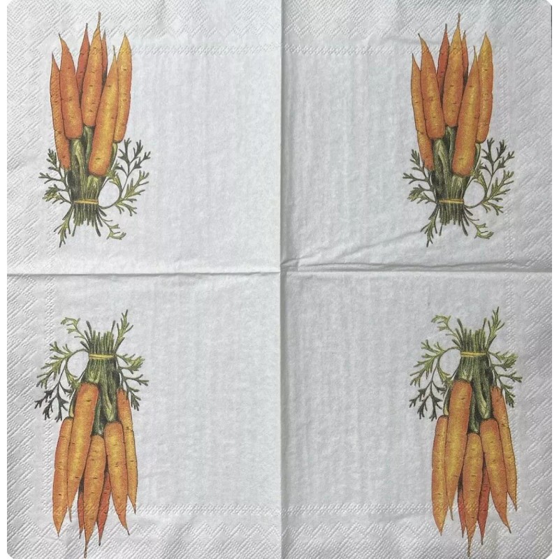 1 Paper Cocktail Decoupage Napkin Easter Bunny Spring Carrots Farmhouse