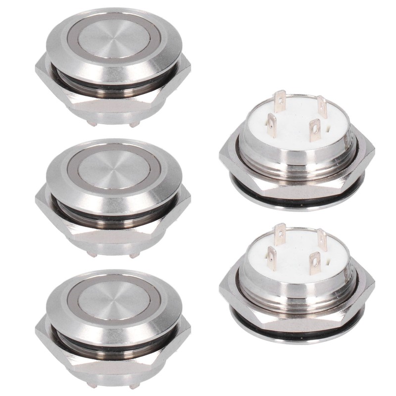 5Pcs Momentary Push Button Switch Metal Auto Reset Ultra Thin