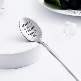 Mom Gifts for Birthday Mothers Day Mommy Engraved Mom’s Ice Cream Spoon for Mom Christmas Valentines Presents for Mama Stepmom Gift from Daughter Son