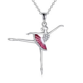 YFN Dance Recital Gifts for Girls Ballerina Necklace Sterling Silver Ballerina Jewelry Gifts