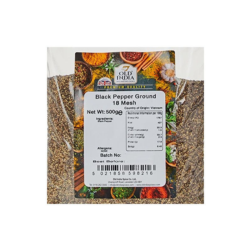 Old India Black Pepper Ground 18 Mesh 500g