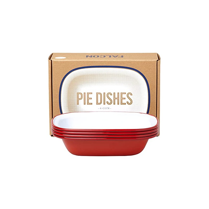 Falcon Enamelware Enamel Pie Dishes Set of 4 - Pillarbox