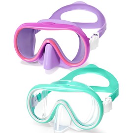 Seago 2 Pack Swim Goggles with Nose Cover, Goggles for Kids 6-14 Girls Boys Youth, Wide-Frame Swimming Goggles