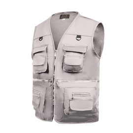 TOLOER Men's Summer Fishing Vest Multi Pockets Casual Vests Waterproof Quick Dry Outdoor Mountain Photography Khaki S