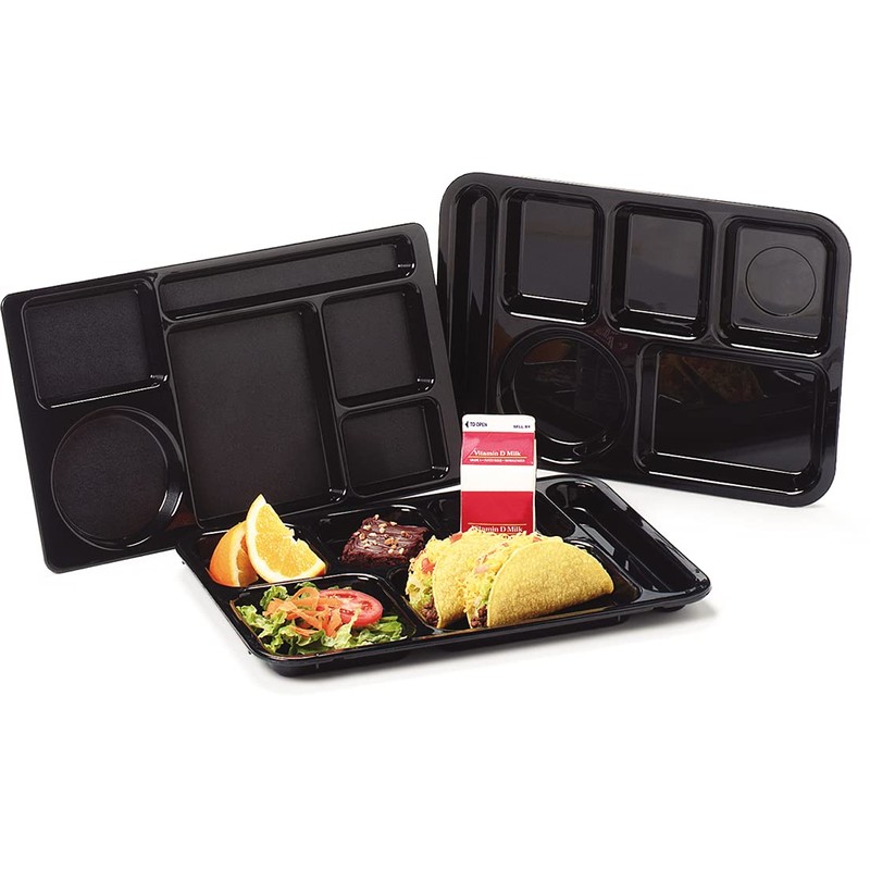 Carlisle FoodService Products Right-Hand 6-Compartment Tray, 10" x 14", Slate
