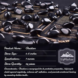 SigMntun SigMntun Polished Obsidian Stones Healing Crystal Bulk, 24 Pcs, 1.5 cm Handpicked Natural Tumbled Gemstones Rocks for Healing, Reiki, Meditation, Witchcraft and Home Decoration