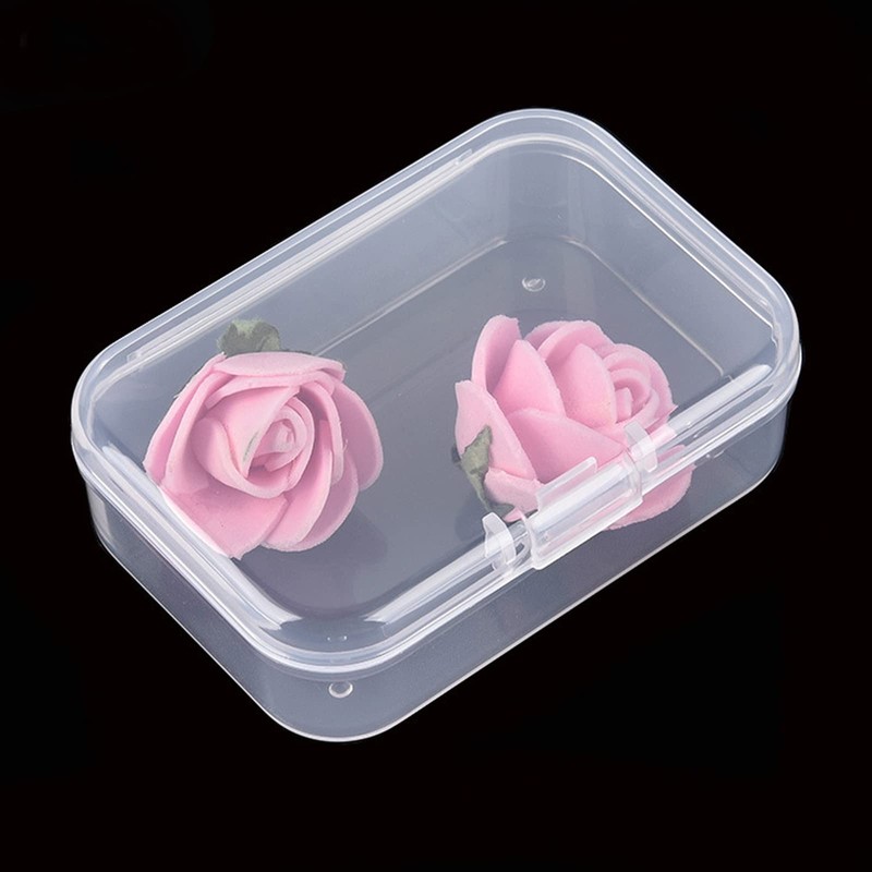 LJY 100 Pieces Rectangular Empty Mini Clear Plastic Organizer Storage