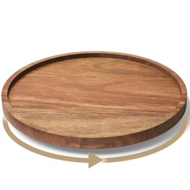 VERTORGAN Lazy Susan Organizer for Kitchen, Acacia Wood Turntable for Cabinet, Pantry, Table, Countertop, Vanity, Spice Rack（Medium）