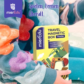 mierEdu Magnetic Game Box - Trucks I Promotes Motor Skills + Imagination I Ideal for Home and as a Travel Game for Children I Magnetic Toy Children I Toy from 3 Years