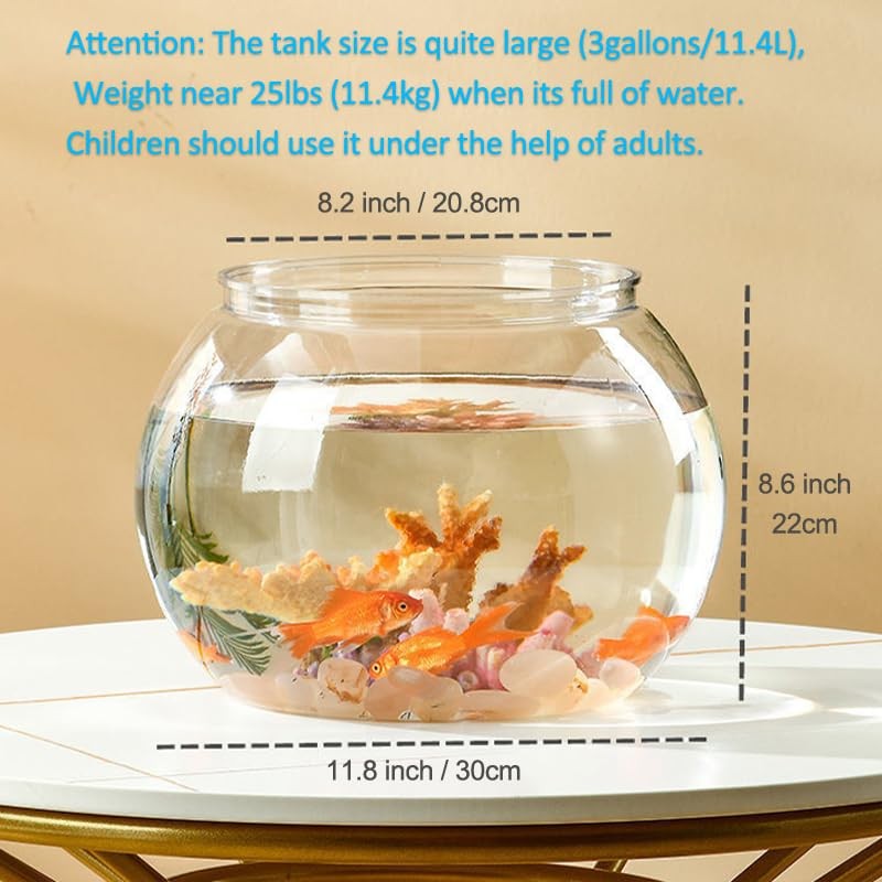 Newpol （Large Size） 3 Gallon Plastic Fish Bowl, Aquarium Fish