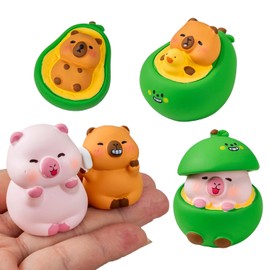 Mini Resin Capybara 2'' / 5cm Tiny 5P Animals Figures Miniature Little Small Capybara Figurines Bulk for Micro Fairy Garden Landscape Accessories Hide Crafts Decor