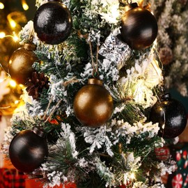 Sumind 6 Pcs Black and Brown Christmas Ball Ornaments 2.5 Inch Vintage Neutral Christmas Tree Ball Metal Textured Christmas Tree Decorations Shatterproof Antique Xmas Hanging Ball for Rustic Decor