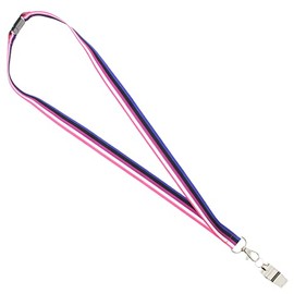 Zac's Alter Ego Shiny Metal Whistle on Genderfluid Stripe Lanyard