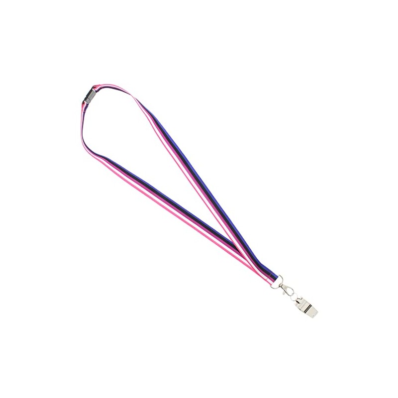Zac's Alter Ego Shiny Metal Whistle on Genderfluid Stripe Lanyard