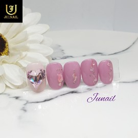 Heart Thumping Pink Heart Homemade Nail Tips - Short Round Square / 심쿵핑크하트 수제네일팁 - 숏라운드스퀘어