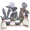 HERZWILD Felt Rabbit Stand for Easter, Easter Bunny Figure Wooden