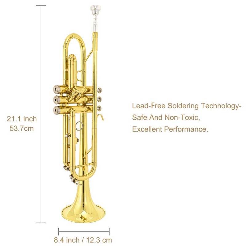 Trumpet Instrument,Band & Orchestra Musical Instruments for Beginners,With trumpets case,Mouthpiece,Cloth