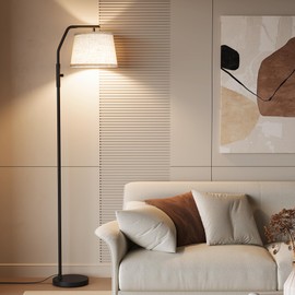 SUNMORY Floor Lamps for Living Room, 9W Bulb Included, Tall Lamp for Bedroom with Adjustable Head, Modern Standing Lamp, 0-100% Dimmable Arc Floor Lamp for Dining Room Office Nursery, Black.