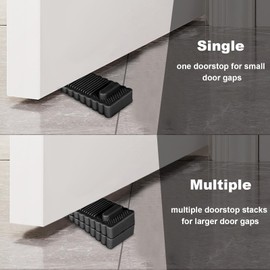 HUSAIHU 6 Pack Rubber Door Stoppers, Stylish Overlapping Door Stop for Most of Surface Types, Heavy Duty Door Wedge for Homes and Offices, Door Stoppers for Floor (Black)