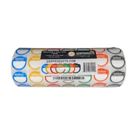 QSRProducts Removable Day Label - 1 inch - Peel Tab - Week (Mon-Sun) (7000 Stickers) - Food and Restaurant Day Dots - FIFO - Inventory Management Labels - Meal Prep Stickers - Gift Tags