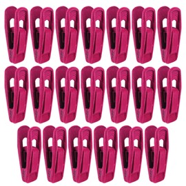 Litoexpe 20 Pcs Hot Pink Velvet Hangers Clips, Pants Hangers Velvet Clips, Strong Finger Flocked Clips for Thin Felt Hangers
