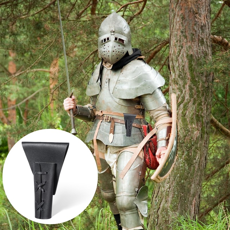 Psyqtsuary Medieval Leather Sword Frog Case Knight Belt Dagger Frog,