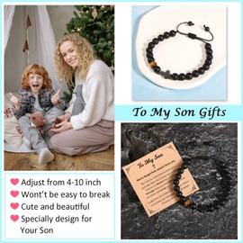 To My Son Bracelet Son Gifts from Mom Dad, Beaded Cross Bracelet Gift for Son Men Confirmation Easter Graduation Christmas Gifts for Son Birthday Gift for 15 16 18 Year Old from Mother