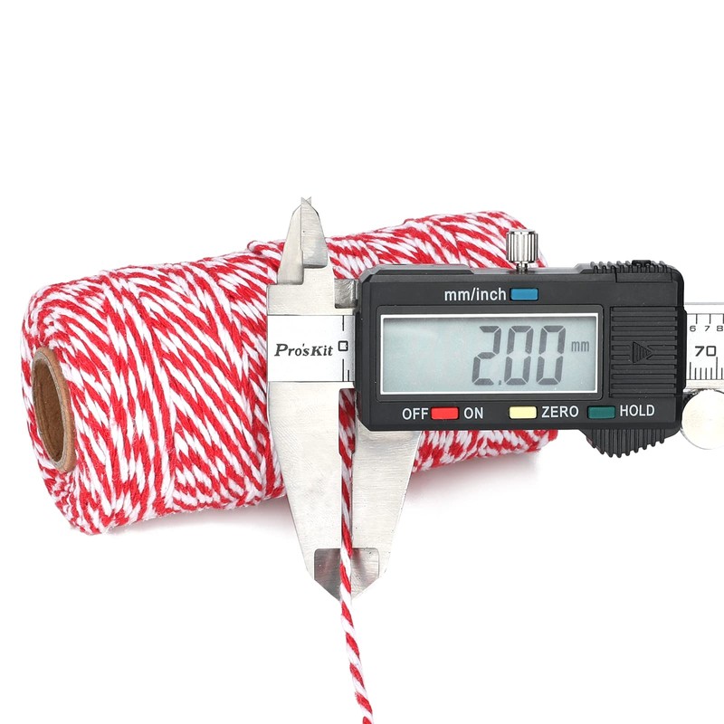 jijAcraft Red and White Twine, 2MM Cotton Bakers String, 328Ft
