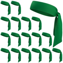 ONUPGO 18Pcs Head Ties Headbands for Men Women, Adjustable Sports Sweatband Ninja Headband Karate Tie Back, Sweat Wicking Workout Head Band for Sports, Running, Tennis, Yoga, Soccer (Green)