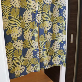 Noren Tropical Hawaiian Stylish Hanohano, Navy, Width 33.5 x Length 59.1 inches (85 x 150 cm), 97325