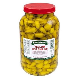 MRS KLEIN'S |YELLOW HOT CHILIES | Made with Natural Ingredients | Kosher, Low Carb, Gluten Free & Vegan |Chili Peppers 128 fl oz Jar