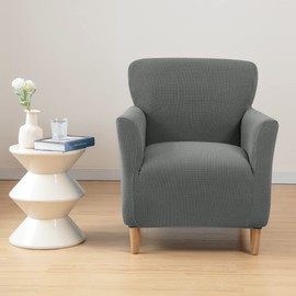 PENDEJATO Stretch Armchair Slipcovers, 1-Piece Banquet Armchair Covers Soft Jacquard Chair Slipcover with Arms Furniture Protector for Living Room Bedroom (Grey)
