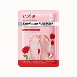 Damask Rose Exfoliating Foot Mask 5 Pairs, foot Peeling Mask for Dry Cracked Feet, Dead Skin Removal, Hydrating Moisturizing foot Peel Mask for Women, Home Foots Spa feet Care 1