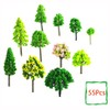 ANCLLO 55 Pcs Mixed Plastic Model Miniature Trees, Model Train