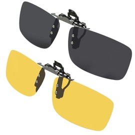 Success Eyewear Clip On Sunglasses Flip Up Polarized Sunglasses Clip on over Prescription Eyeglasses with Case