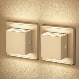 Emeritpro Night Light Socket Pack of 2 LED Night Light with Twilight Sensor Socket Light Lower and Upper Lighting Adjustable Brightness for Bedroom, Hallway, Stairs, Kitchen, 3000 K Warm White