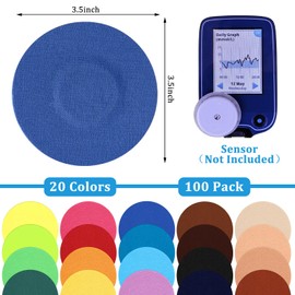 Timgle 100 Pack Freestyle Sensor Covers Waterproof Adhesive Patches Sweatproof Bandages Pre Cut Adhesive Tape for Continuous Glucose Monitor Protection CGM, Multi Color, Round