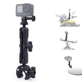Super Clamp with Dual Ballhead Magic Arm, Aluminum Camera Clamp Mount Kit for GoPrO/Pocket 3 /lnsta360 X5 X4 /DSLR/Monitor/Video Light/Desk/Microphone/Handlebar-360°Rotating & 1/4”Screw, JC029