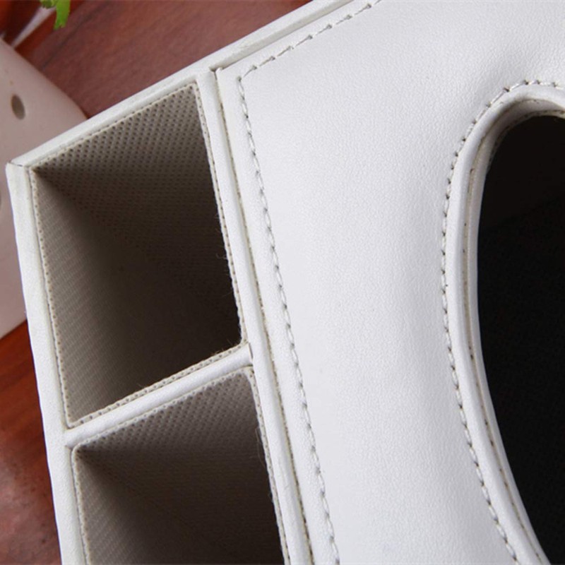 Multifunction PU Leather Tissue Box Holder with Stationery Remote Control