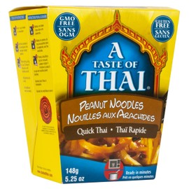 A Taste of Thai Peanut Noodles - 5.25oz Single Pack Heat & Eat Instant Noodles Flavored with Classic Thai Sauce | Gluten-Free | Ideal Vegan Meal | Perfect Side for Chicken Fish & Meat Entrees