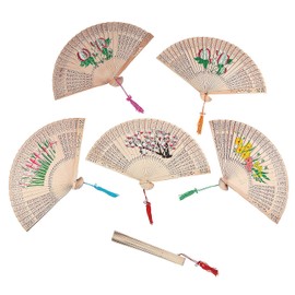 Fun Express - Wooden Floral Fans (6pc) - Party Supplies - Favors - Placecards and Holders - 6 Pieces