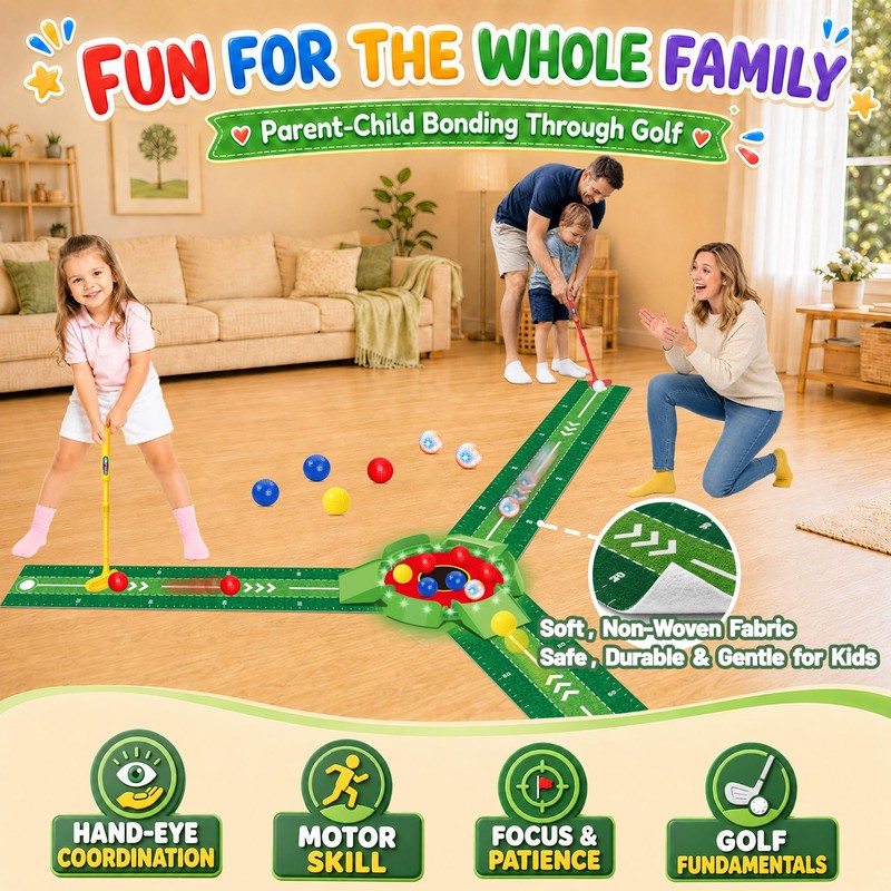 Kids Golf Toys Set, Light Up Golf Putting Indoor Game