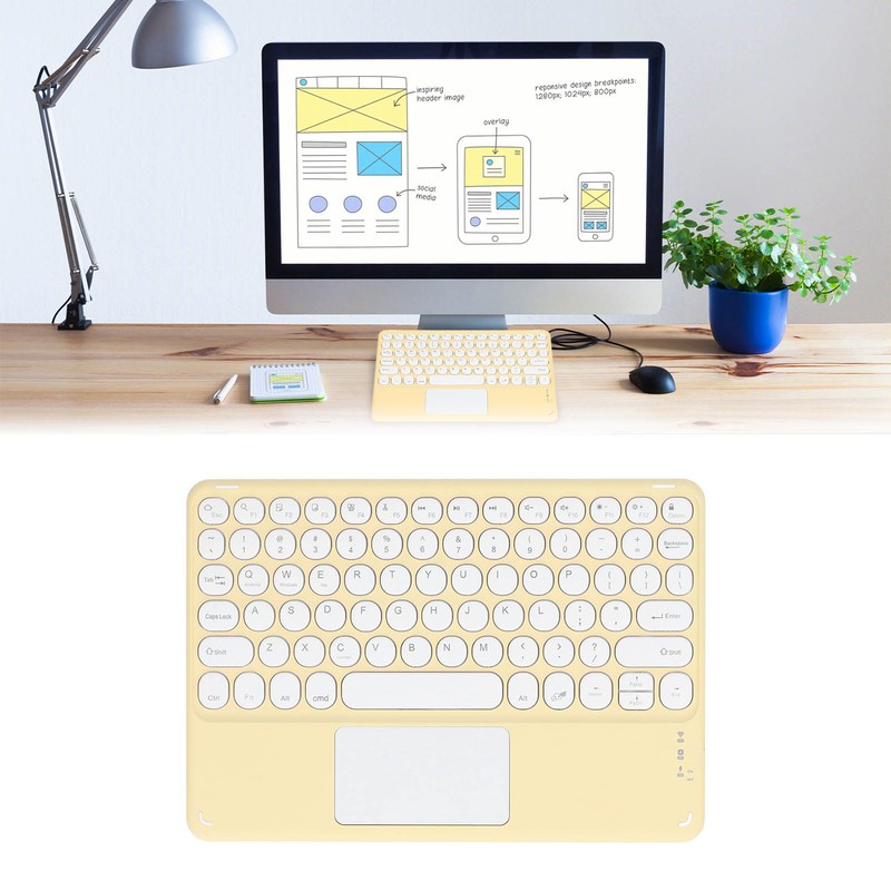 Touch Wireless Keyboard Round Keycaps Ergonomic Design Ultra Thin Smart