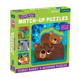 Forest Babies I Love You Match-Up Puzzles from Mudpuppy - Match-Up Puzzles for Children Ages 1-3, Adorable Forest Baby Animal Illustrations, 6 Beginner Puzzles + 1 Shaped Puzzle Piece Per Board