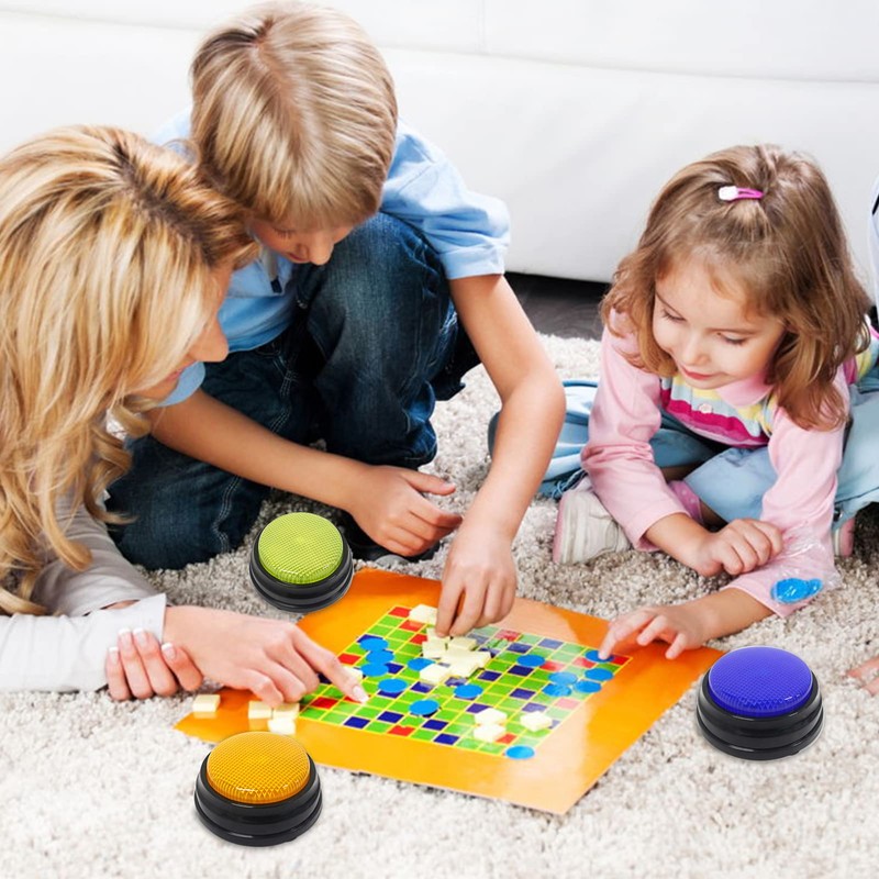 Recordable Talking Button with Led Function Learning Resources Buzzers Pink