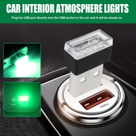 4 PCS USB LED Car Interior Atmosphere Lamp, Portable Mini Auto LED Decor Night Light, Plug-in USB Interface Ambient Lighting Kit, Universal Car Interior Accessories (6 Colors)