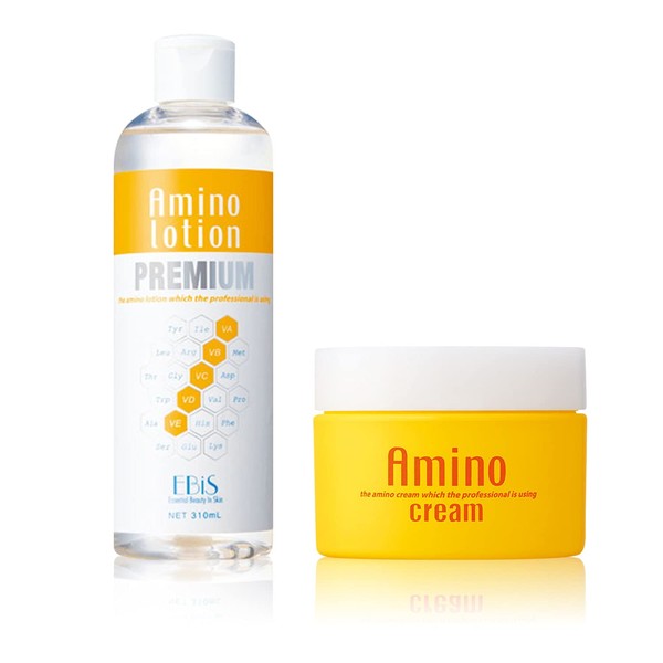 EBiS Premium Amino Lotion 10.1 fl oz (310 ml) x Amino Cream 3.5 oz (100 g) Set, Moisturizing