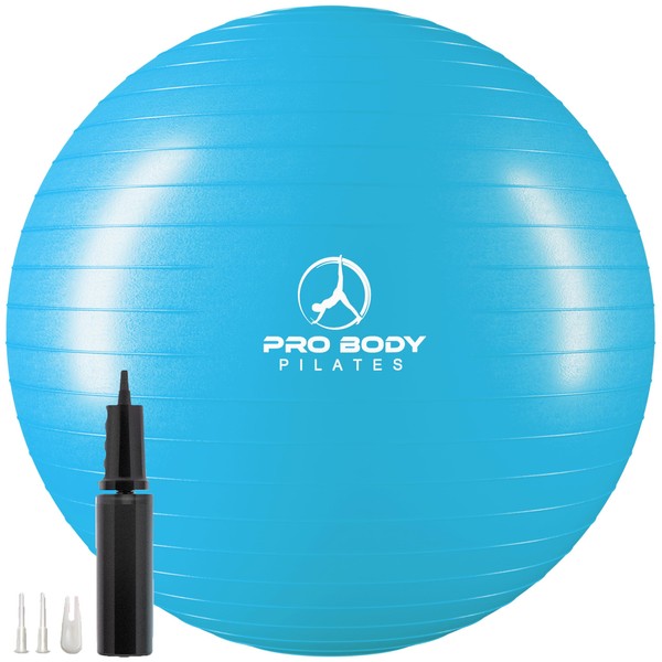 ProBody Pilates Ball Exercise Ball Yoga Ball, Multiple Sizes Stability Ball Chair, Gym Grade Birthing Ball for Pregnancy, Fitness, Balance, Workout and Physical Therapy (Teal, 55 cm)
