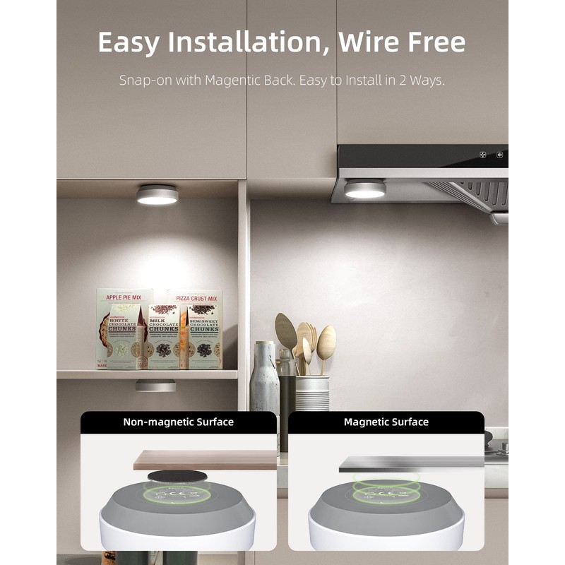 EZVALO Puck Lights with Remote Control, Rechargeable LED Battery Operated,